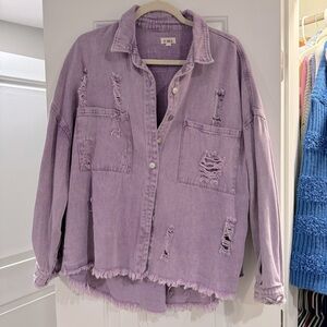 POL Lavender Denim Jacket